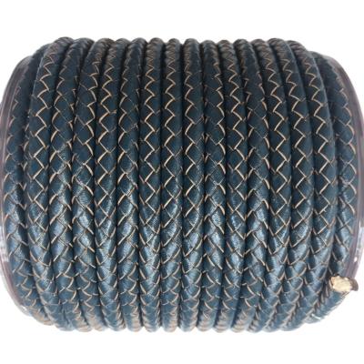 China For Jewelry Making BMZ 3mm/4mm/5mm/6mm Men's Vintage Tan Non-dye-braided Edge Round Bolo Genuine Leather Rope for sale