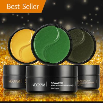 China Wholesale Black Vegan Anti Skin 24k Gold Gel Eye Collagen Anti-Wrinkle Hydrogel Crystal Private Custom Korean Jelly Herbal Mask Moisturize for sale