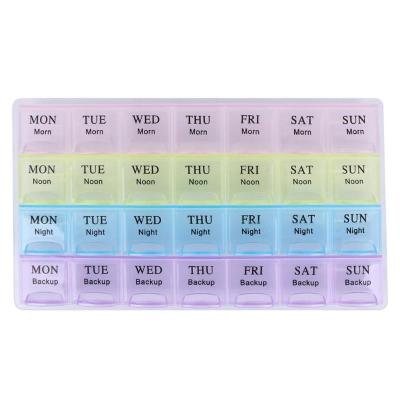 China 1PCS 4 Row 28 Adjusts Weekly 7 Days Tablet Pill Box Holder Medicine Storage Organizer Container Case H-0008 for sale