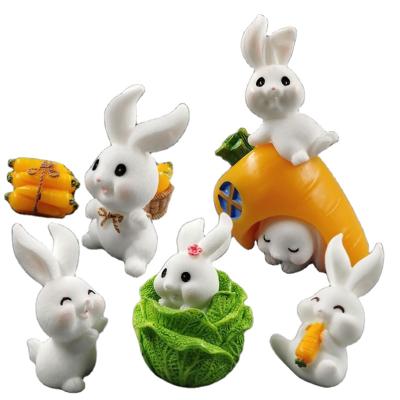 China Minimalist White Micro Fairy Decoration Accessories Home Decor Home Miniature Garden Ornament Modern Landscape Figurine Easter Bunny Figure for sale