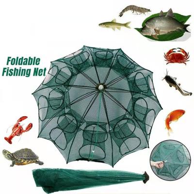 China Collapsible Automatic Fishing Net Crab Fish Trap Fold Cast Cast Net Shrimp Fishing Cage Nylon Reinforced 4-20 Holes 2mm for sale