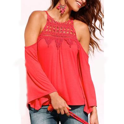 China Women's Anti-Pilling Chill Long Sleeve Blouse With Macrame Lace for sale