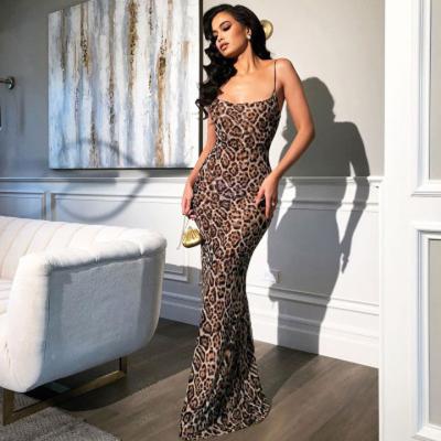 China Women Anti-static Elegant Sexy Bodycon Dress Beach Dress Leopard Print Sexy Dress for sale