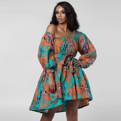 China Breathable ready to ship everywhere in African prints off the shoulder dress for sale