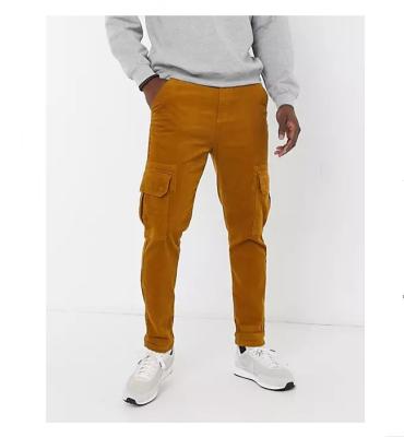 China New Look Anti-wrinkle Rope Cargo Pants Tan Color Man Pants Slim Fit Corduroy Breeches for sale