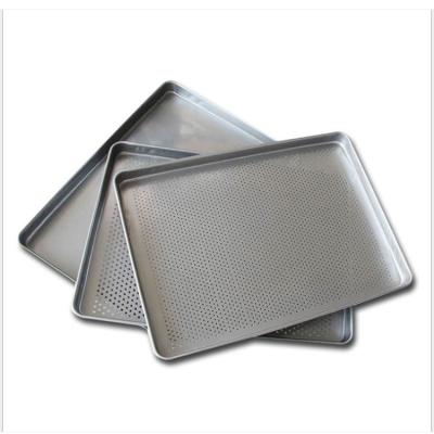 China Food Grade Baking Stocked Tray Stainless Steel Metal Aluminum Mesh Perforated Dish Baking Tray for sale