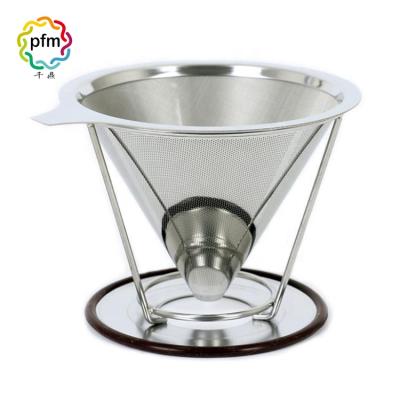 China Reusable Stored Pour Over Coffee Dripper 304 Stainless Steel Metal Wire Mesh Coffee Filter Strainer for sale