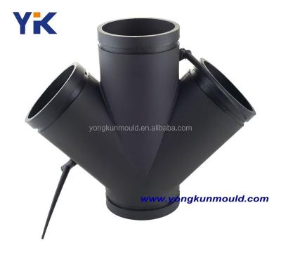 China Plastic PE four way pass yongkun pipe fitting molds for sale