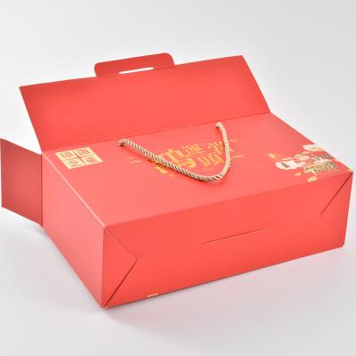 China High Quality Handmade Red Color Paper Box Gift Box Packaging Box For Candy Packaging With Handle for sale