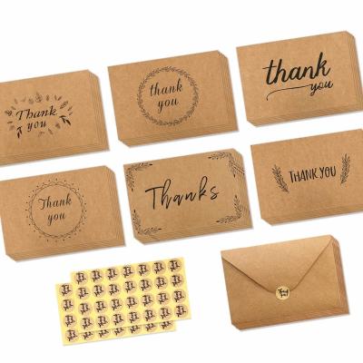 China Custom Paper 100 Retro Wrapping Paper Thank You Cards Plus Envelopes Set With Blank Writing Inside for sale