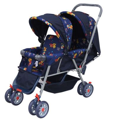 China Cute Fiber Design Double Seat Twin Stroller Baby For Baby Two for sale