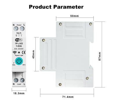 China Tuya WiFi Smart Circuit Breaker Switch Contador de fase única sobre o atual temporizador de controle remoto móvel à venda