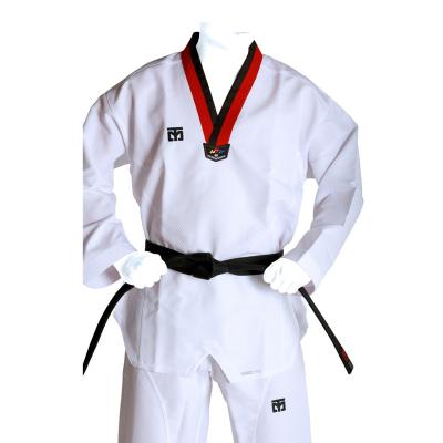 China Custom Embroidered Polyester / Cotton Logo Taekwondo WTF Style Martial Arts Uniform Wear for sale