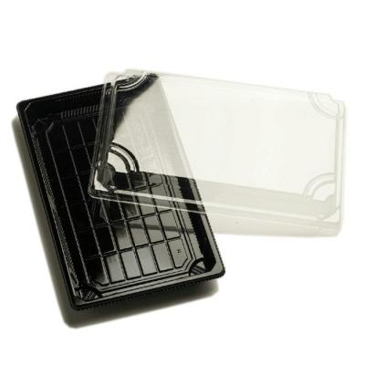 Cina Il servizio dell'alimento di HACCP pp foggia i sushi di plastica neri da portar via Tray With Cover in vendita