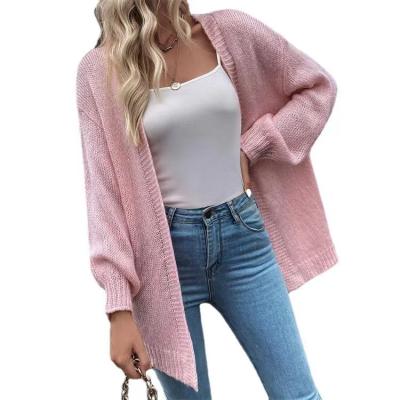 China Anti-wrinkle fashion design and high quality woman off shoulder solid knitted cardigan casual sweater for sale