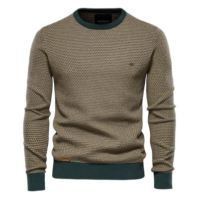 China wholesale custom made dark green pure cashmere 100% cricket wool men crew neck warm print Canada crew neck cable knit pullover sweater for sale