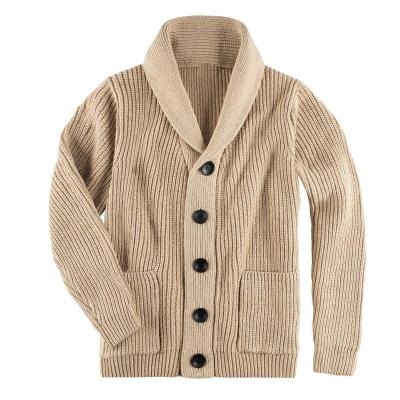 China Wholesale Men's Cashmere Mohair Blend Cold Weather Stock Anti-pilling Fashion Pocket Outdoor Men's Urban Cardigan Heavy Suit Collar Knit Sweater for sale