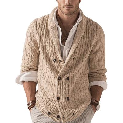 China Anti-pilling latest winter knitted tank top computer working designs man argyle cardigan formal oversized long sleeve lapels retro knit sweater for sale