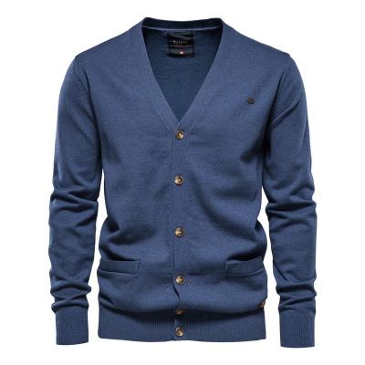 China Fleece V Neck Men's Merino Blue Green Warm Cardigan Full Sleeve Anti-pilling Autumn Winter Red Gray Stylish Leisure Drops Knit Sweater for sale