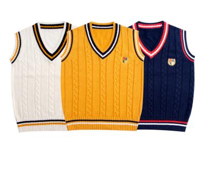 China New Design Anti-shrink Kids Knit Pattern Kid Boy's Vest Sleeveless Sweater for sale