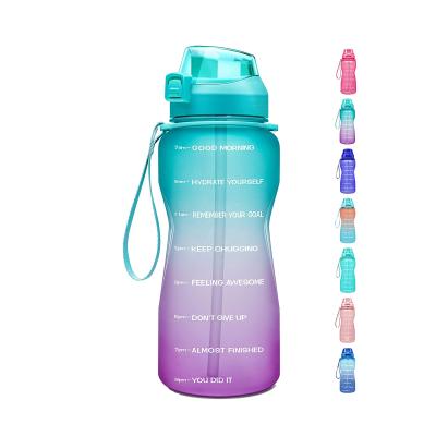 China Everich Gym Water Bottle Large Reusable Plastic Time Marker Gym Water Bottle Leakproof Frosted Motivational Water Bottle for sale