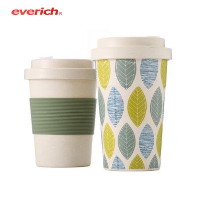 China Viable Customize Design Travel Mug Reusable Natural Bamboo Fiber Coffee Tumbler Cup With Lid for sale