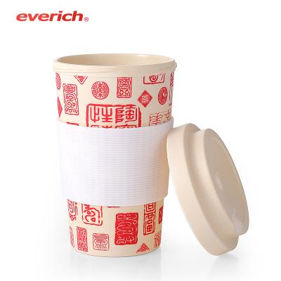 China Sustainable Hot Selling Bamboo Fiber Coffee Cup Reusable Biodegradable Bamboo Plastic Travel Mug Cup for sale