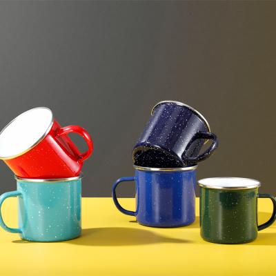 China Viable Customize Color 350ml 500ml Wide Mouth Coffee Mugs Enamel And Porcelain Mugs With Handle for sale