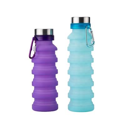 China Custom Viable Leak Proof 470ml/550ml Eco-friendly Silicone Outdoor Sport Collapsible Water Bottle for sale