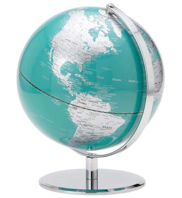 China Teaching and Decorating 9 Inch Decorative World Desk Globe with Chrome Metal Base Stand for Home Office Classroom Living Room Mantle Centerpiece for sale