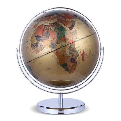 China Wholesale 12.6 Inch Factory Outlet Clear Luminous Printing World Map Bronze Ball Teaching Art Crafts Globe Alloy Table Decoration Earth English Version for sale