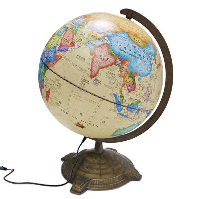 China Classic Decorative Globe for Table Hot Selling Office Decoration Custom Metal Retro Rotating Globe with LED Light for sale