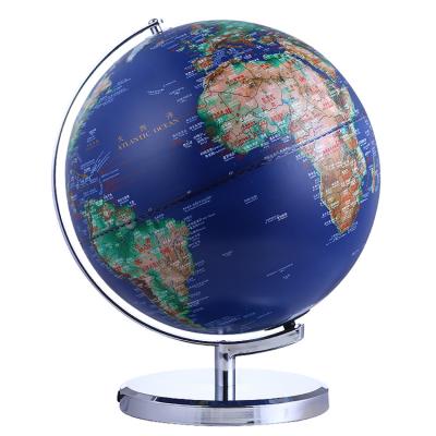 China Teaching and Decoration 12 Inch Illuminated World Globe Raised Relief Topographic Globe Built-in LED Light for Night View for sale