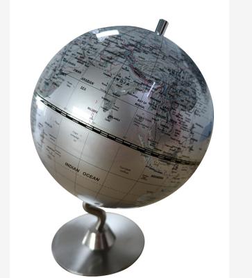 China Teaching And Decoration Ribbon Silk Screen Unique World Globe With Metal S Shape Base for sale