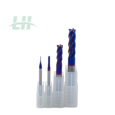 China Cutter Left Hand Solid Carbide Spiral CNC Nano Coating Router Bit Cutter Set Blue Hard Nano Coating Milling Cutter High for sale