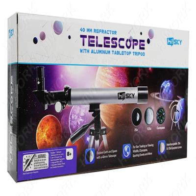 China Educational Metal ROD Toys 40mm Refractor Telescope with Tripod Aluminum Tabletop Kit for sale