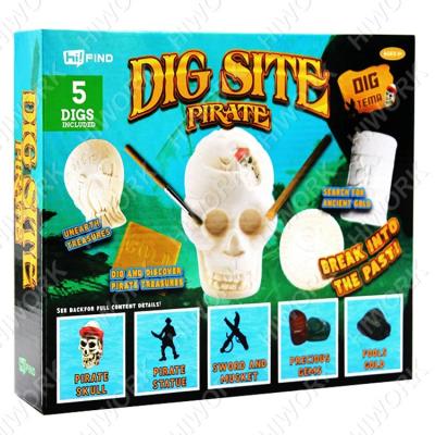 China Natural Sand OEM ROD Kids Toys Children Learning and Dig Site Pirate Educational Kit 5 IN 1 Dig Set for sale