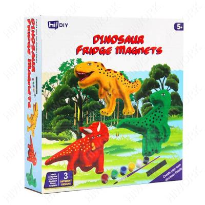 China Most Innovative Toys 3PK DIY Metal Education Gypsum Magnet Propylene Plastic Dinosaur Fridge Magnets Kit New for sale