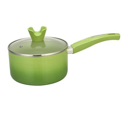 China Two Color Paint Sustainable Gas Stove Fitted Sauce Pan With Silicone Accessories for sale