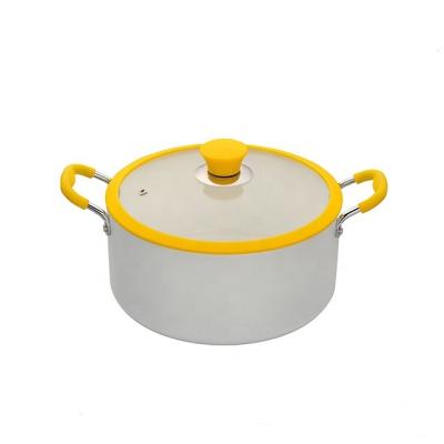 China Durable Multifunctional Large Capacity White Color Dutch Oven With True Wide Ring Glass Lid for sale