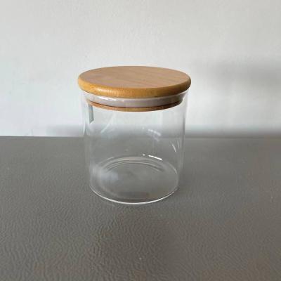 China 500ml Traditional High Borosilicate Glass Multifunctionial Canister With Easy Open Lid/Glassware/Kitchenware/Household Items/Wooden Bottle for sale