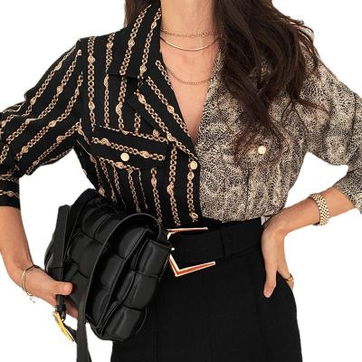 China Commuter Lady Suit Elegant Collar Long Sleeve Single Breasted Commuter Anti-Pilling Pattern Single Breasted Casual Shirt for sale