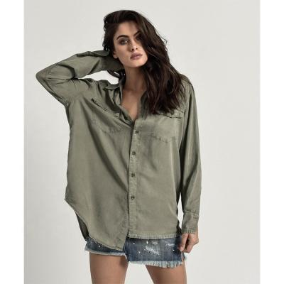 China Retro Fashionable Custom Anti-pilling Solid Color Comfortable Loose Straight Shirt For Ladies for sale