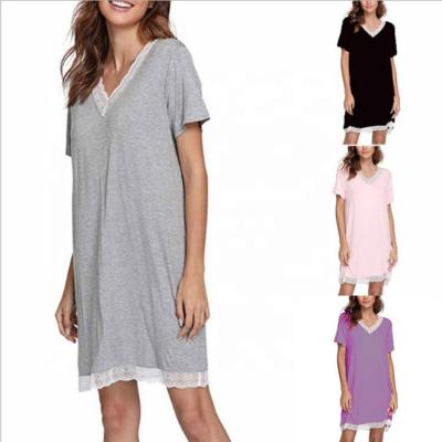 China QUICK DRY Single Edge Cotton Lace Cotton Summer Pajamas Nightgown Soft Ladies Ladies for sale