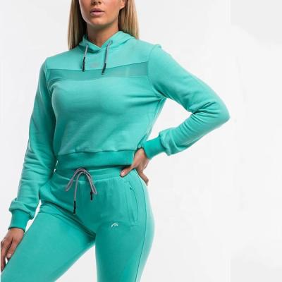 China Fashionable brand anti-pilling long-sleeved sports wear ladies pullover hooded casual joggling slim fit suit for sale