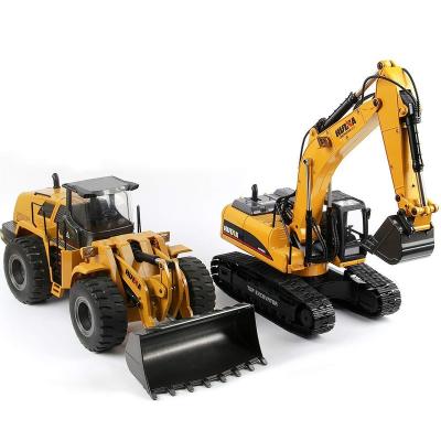 China 1/14 remote control construction model Huina 1583 wheel loader Huina rc metal excavator TongLi 1580 model toy combined for sale