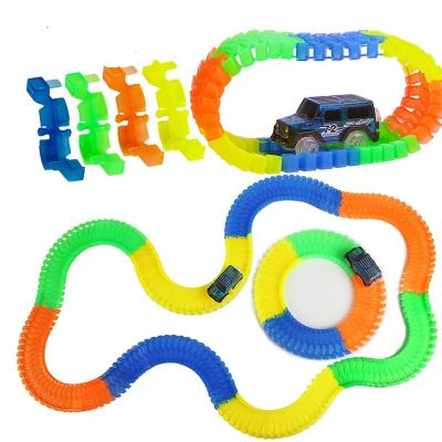 China Various Tracks Assembly Magic Tracks Glow In The Dark Racing Tracks Flexible Luminous Track With LED Electric Car 220 Pcs Slot Toys For Kids for sale