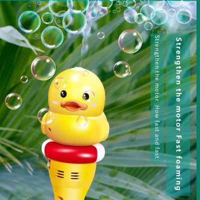 China Funny Outdoor One-Button Automatic Bubble Toy Hello Duck Generating Bubble Machine Toy with Music and Light for sale