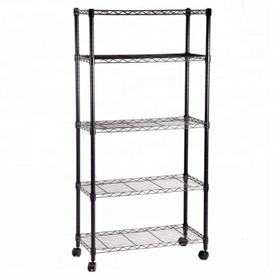 China Sustainable Metal Wire Shelf Black Epoxy Coated Black Epoxy Coated Shelving for sale