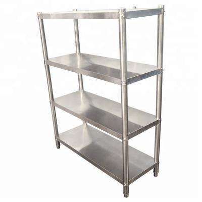 China Sustainable Restaurant Fruit Vegetable Kitchen Stainless Steel Tires 4 Storage Rack Shelf for sale